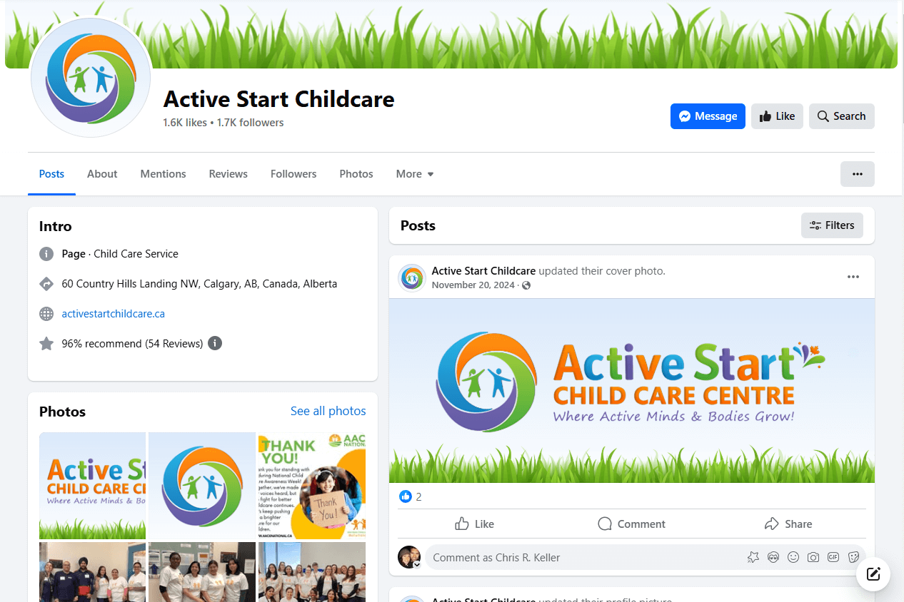 Daycare Social Media Example